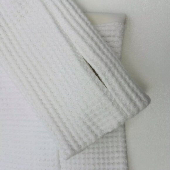 Norma Kamali White Waffle Knit Side Stripe Track Jacket Small Zip Up S/36 - Picture 6 of 14